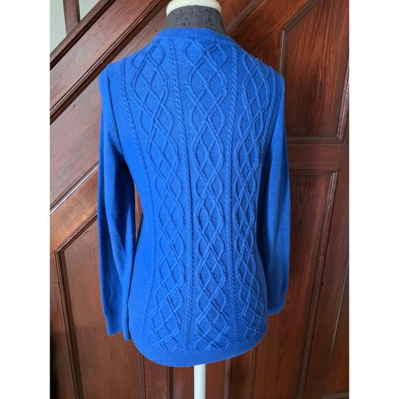 Talbots Blue Cable Knit Button Shoulder Sweater Mp - Picture 5 of 9